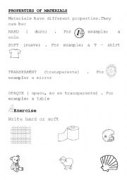 English Worksheet: PROPERTIES OF MATERIALS