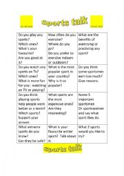 English Worksheet: Lets talk about sports