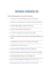 English Worksheet: Word order