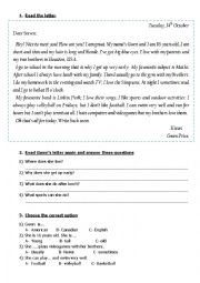 English Worksheet: Letter from Gwen
