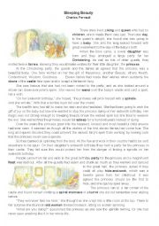 English Worksheet: Sleeping Beauty by Charles Perrault