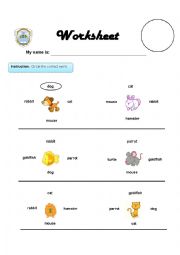 English Worksheet: Pets...