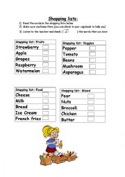 English Worksheet: Fruits and Veggies; Lets go shopping!