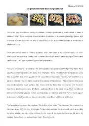 English Worksheet: Making roast-potatoes