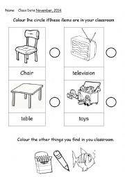 English Worksheet: My school My Classroom