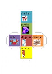 English Worksheet: see animal dice-starfish jellyfish dolphin octopus sea horse crab