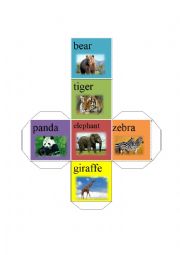 English Worksheet: wild animal dice-bear tiger elephant giraff panda zebra