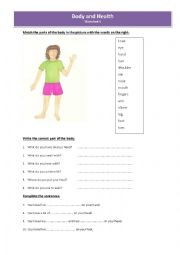 English Worksheet: Body and Health