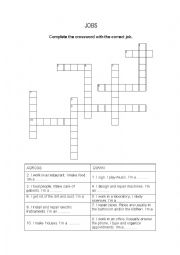 English Worksheet: Jobs crossword