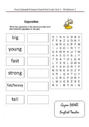 English Worksheet: Opposite Adjectives