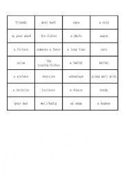 English Worksheet: MAKE, DO TAKE, GET GAME (PART 2)