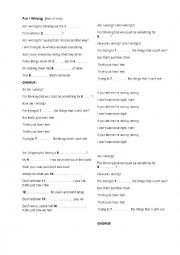 English Worksheet: Song: Am I Wrong?