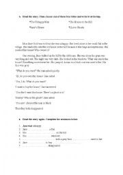 English Worksheet: a short story