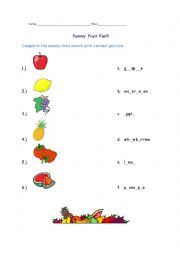 English Worksheet: Yummy Fruit fun