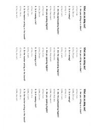 English Worksheet: Questions in present continuous