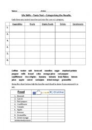 English Worksheet: Taste Test