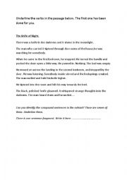 English Worksheet: The Knife in the Dark Verbs and compound sentences