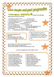 English Worksheet: PRESENT PROGRESSIVE AND PAST SIMPLE WITH WHILE AND WHEN
