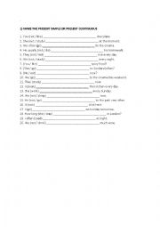 English Worksheet: Present simple and present continuous