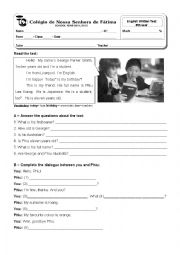 English Worksheet: 5th years test