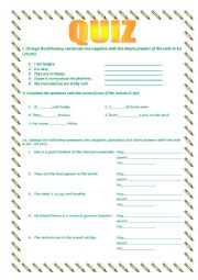 simple present with be worksheets