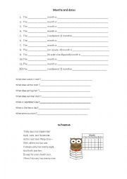 English Worksheet: Months and dates