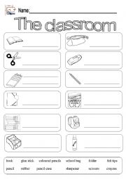 English Worksheet: Colouring picture dictionary on classroom objects