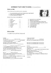 English Worksheet: Somebody that I used to know