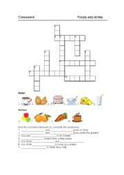 Foods and drinks crossword