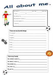 English Worksheet: Boys-all about me