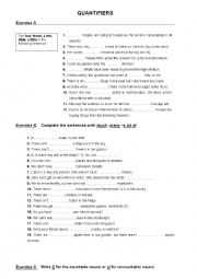 English Worksheet: Countable/uncountable nouns/Quantifiers