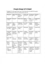 English Worksheet: People Bingo