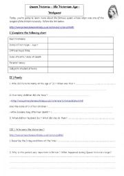 English Worksheet: Queen Victoria Webquest