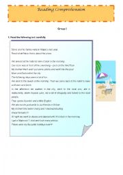 English Worksheet: Reading Comprehension