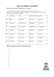English Worksheet: Pain, ailments and feeling ill