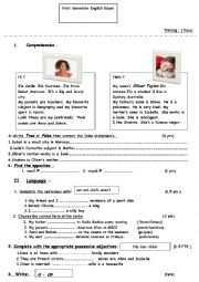 English Worksheet: first semster exam