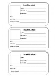 English Worksheet: Identity card