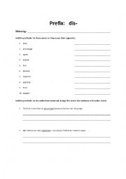 English Worksheet: Prefixes