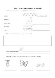 English Worksheet: Story: The very hungry caterpillar