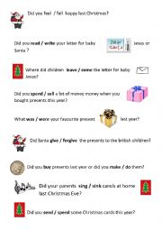 English Worksheet: X-mas Past simple questions