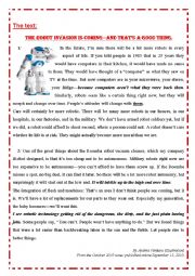 English Worksheet: Useful Reading Comprehension task : ROOMBA ROBOT. Unit 3 lesson 1. 4th Tunisian students