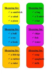 English Worksheet: SHOPPING list, role-play, buying