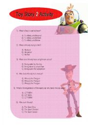 English Worksheet: Complete Toy Story 2 Movie Activity