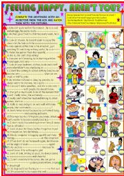 English Worksheet: Feelings / feeling happy , arent you?