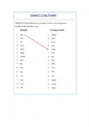 English Worksheet: Animal Crying Sounds