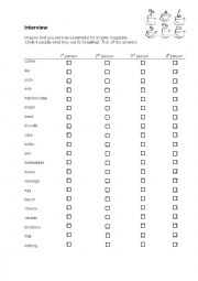 English Worksheet: Interview eating habits