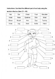 English Worksheet: part of body