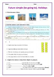English Worksheet: future simple (be going to) Holidays