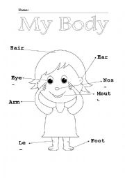 English Worksheet: The body parts 
