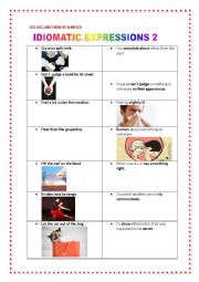 English Worksheet: Idiomatic expressions 2. Cut out cards,mix them up and match.